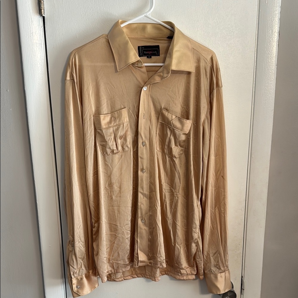 Silky golden button down